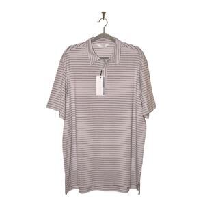 OOBE NEW $88 Striped Short Sleeve Polo Shirt Gray White Men's‎ XL